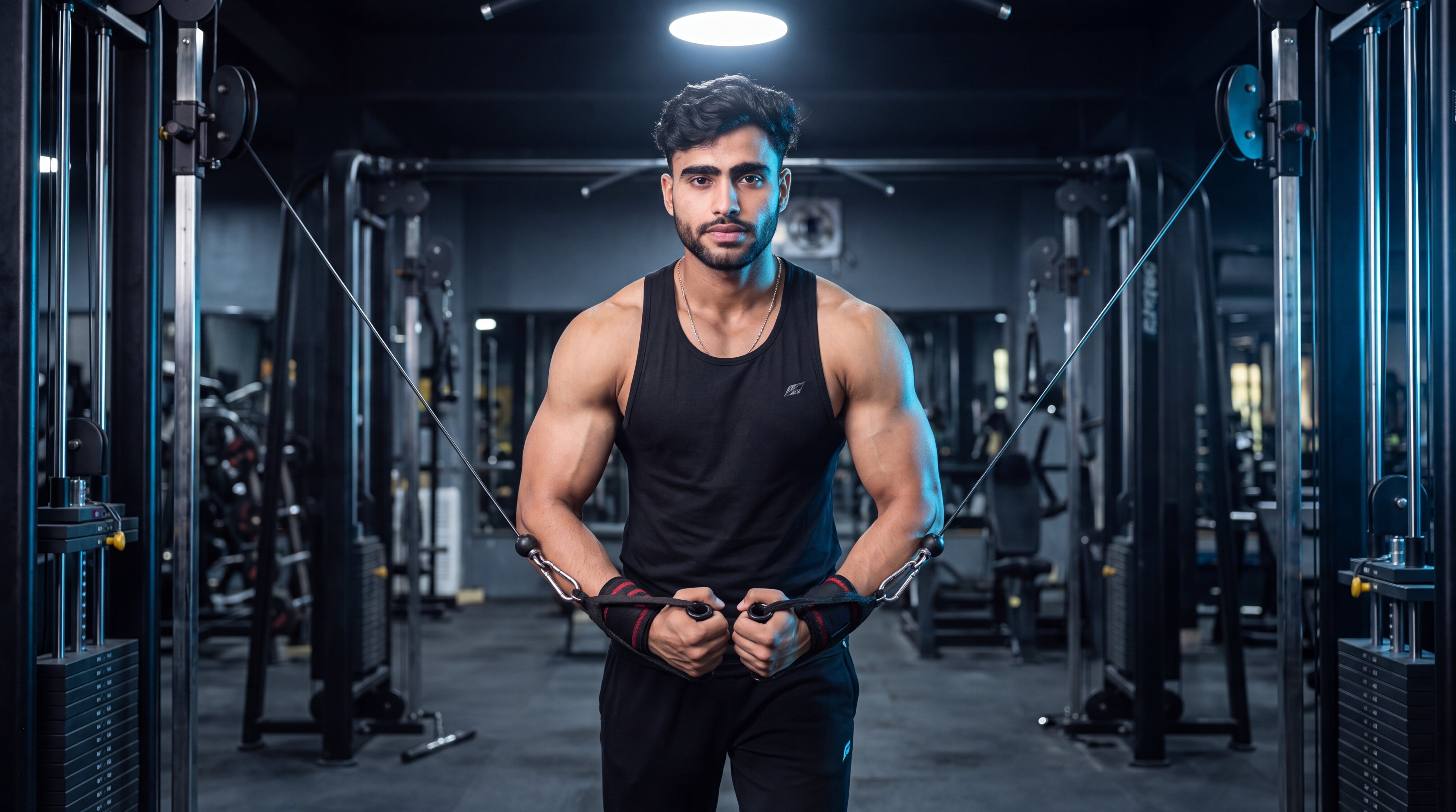 Athlete performing a cable chest fly